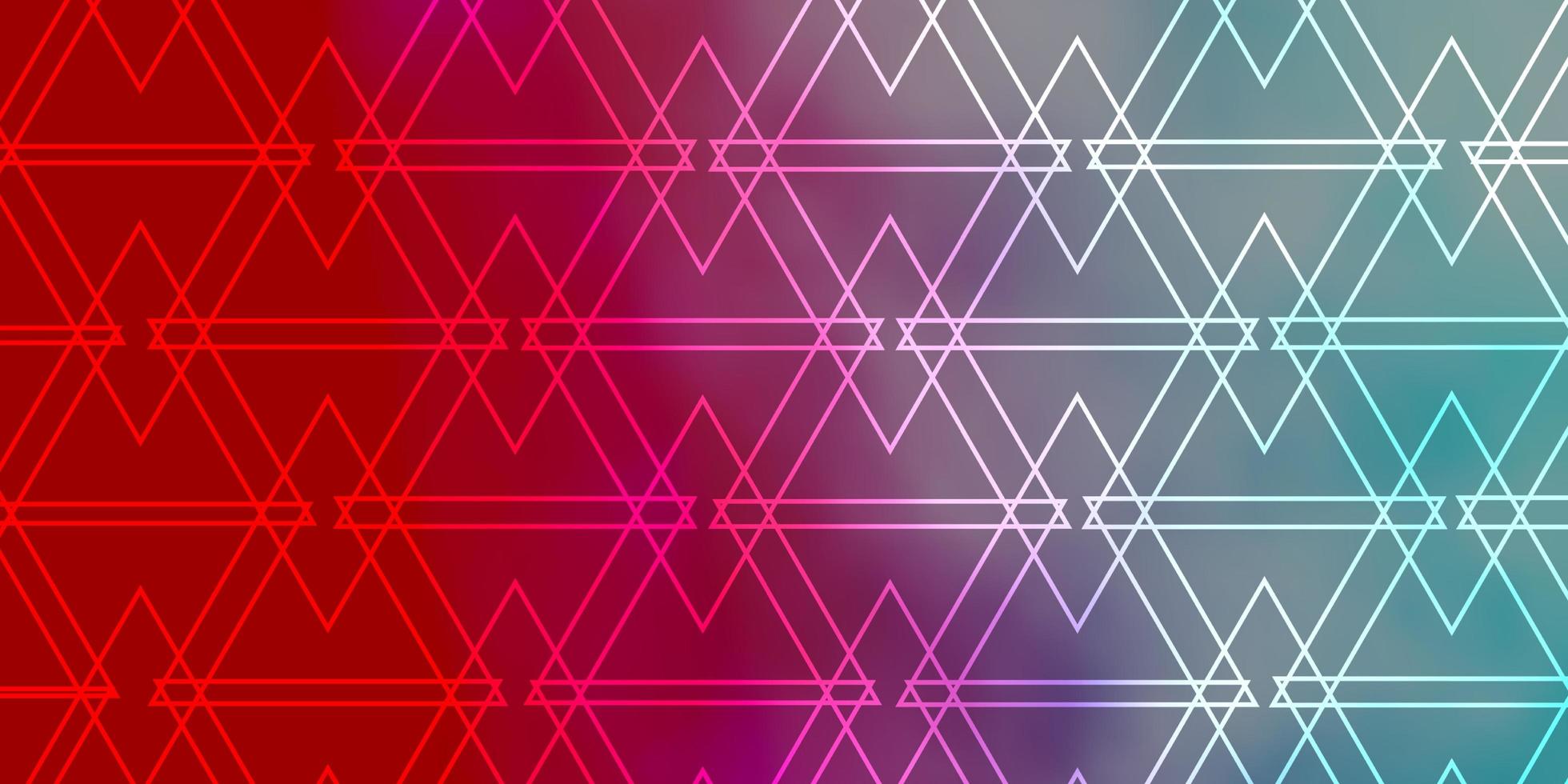 hellblaue, rote Vektortextur mit Linien, Dreiecken. vektor