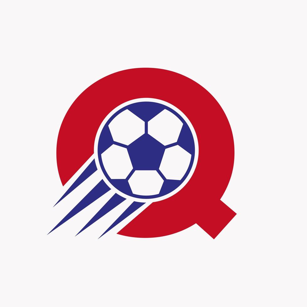 första brev q fotboll logotyp begrepp med rör på sig fotboll ikon. fotboll logotyp symbol vektor