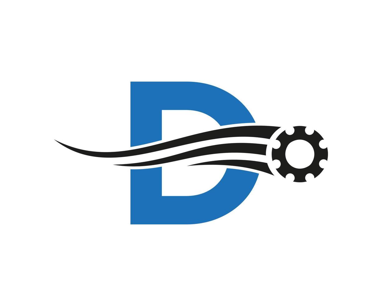 buchstabe d zahnrad logo. Ikone der Automobilindustrie, Zahnradlogo, Autoreparatursymbol vektor