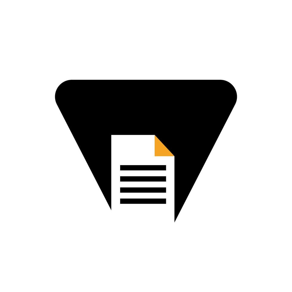 Buchstabe v Papierdokument Logo Vektorvorlage einfaches Konzept vektor