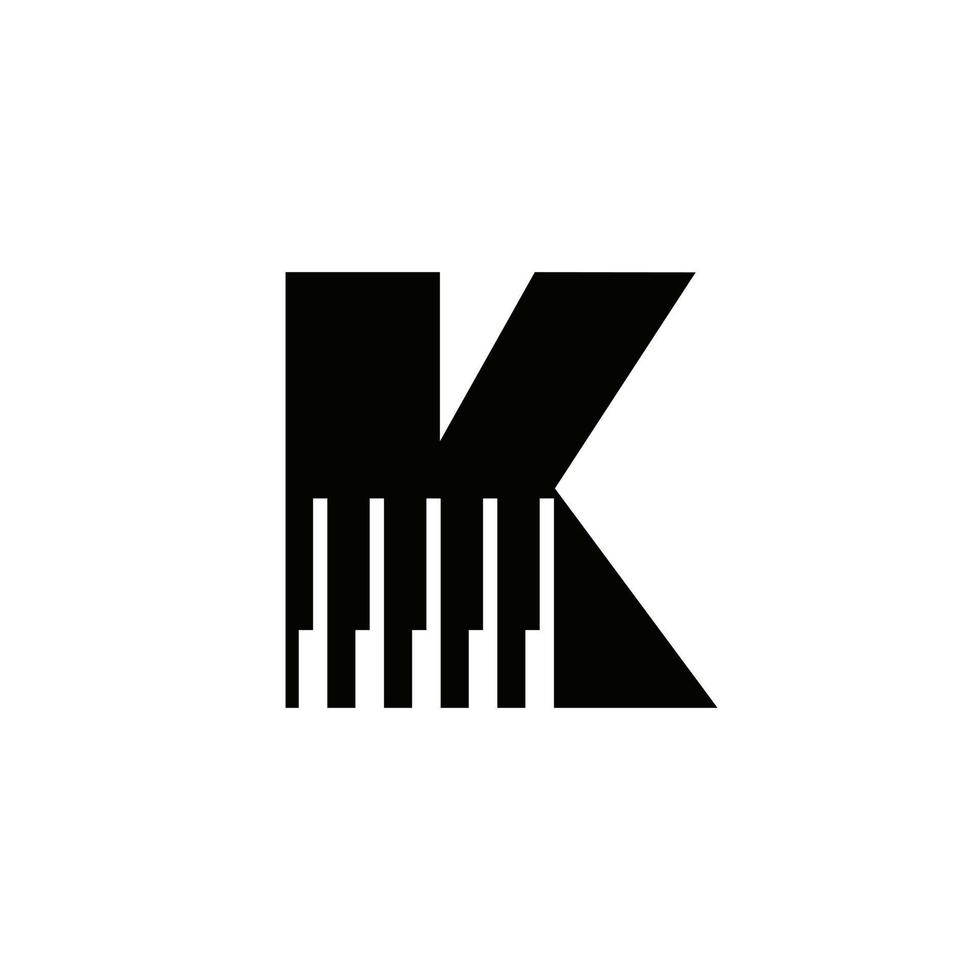 brev k musiker symbol, piano logotyp ikon vektor mall