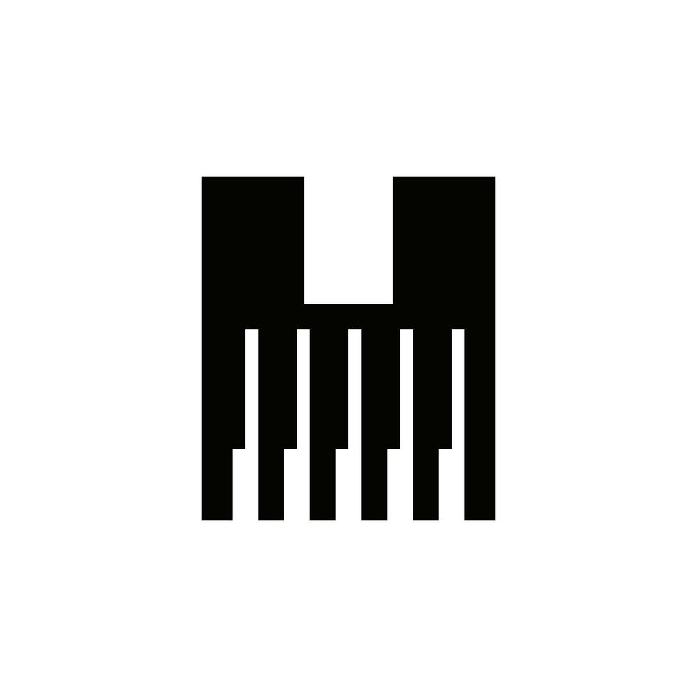 brev h musiker symbol, piano logotyp ikon vektor mall