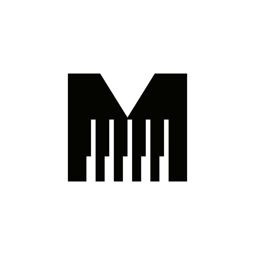 brev m musiker symbol, piano logotyp ikon vektor mall