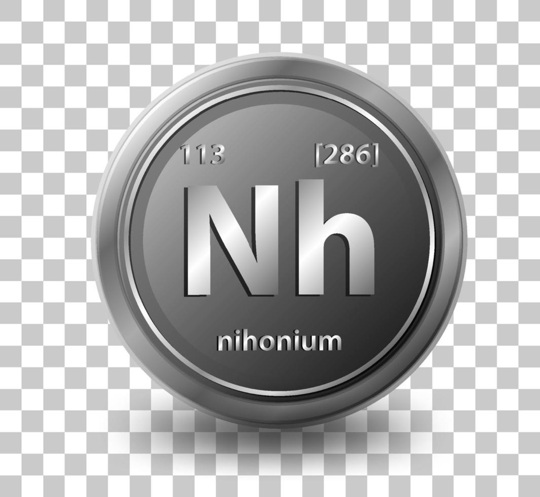 nihonium kemiskt grundämne. kemisk symbol med atomnummer och atommassa. vektor