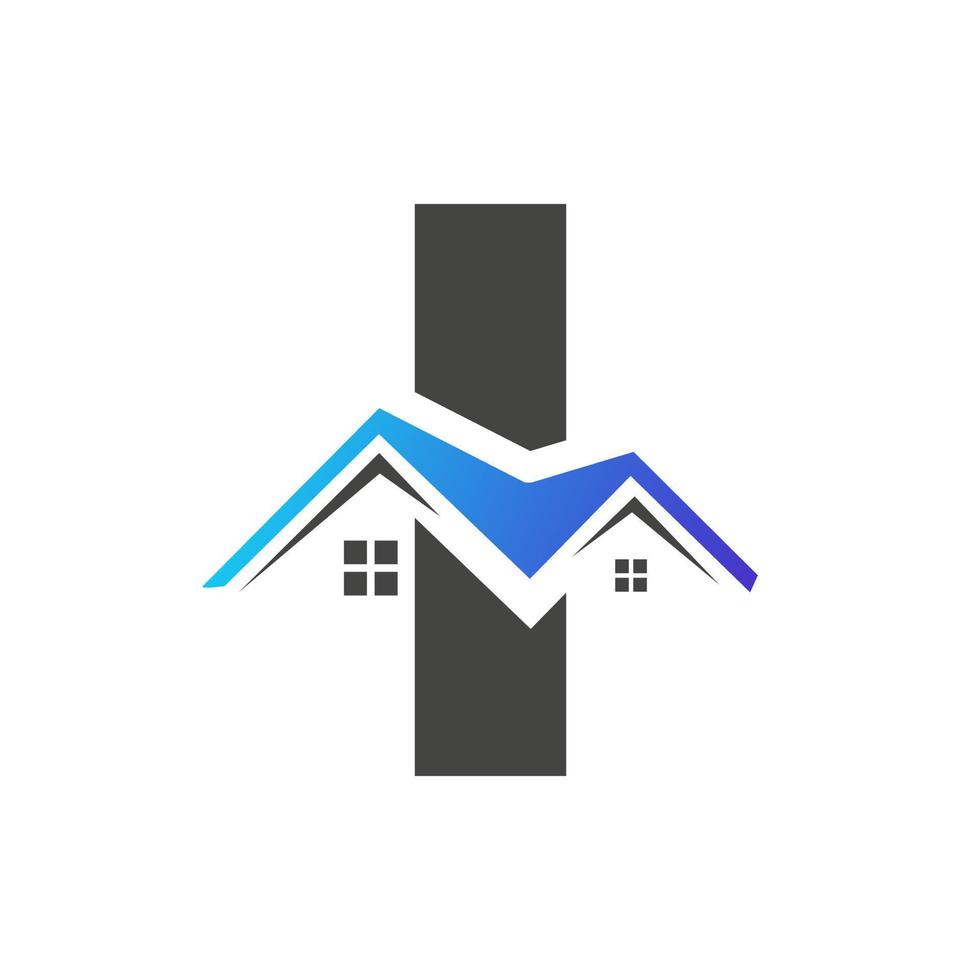 första brev jag verklig egendom logotyp med hus byggnad tak för investering och företags- företag mall vektor