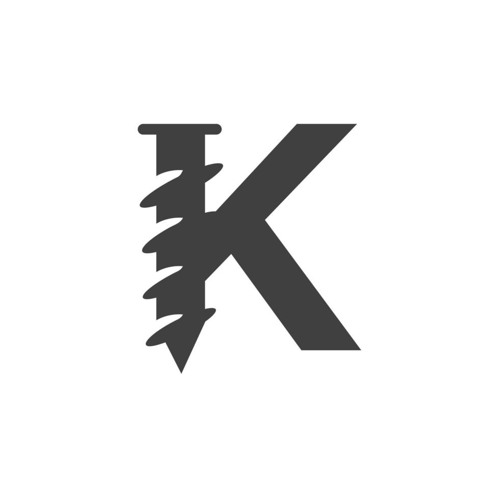 brev k skruva logotyp mall för konstruktion järnhandlare symbol design vektor