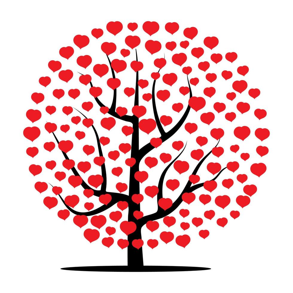träd med röd hjärtan. vektor illustration