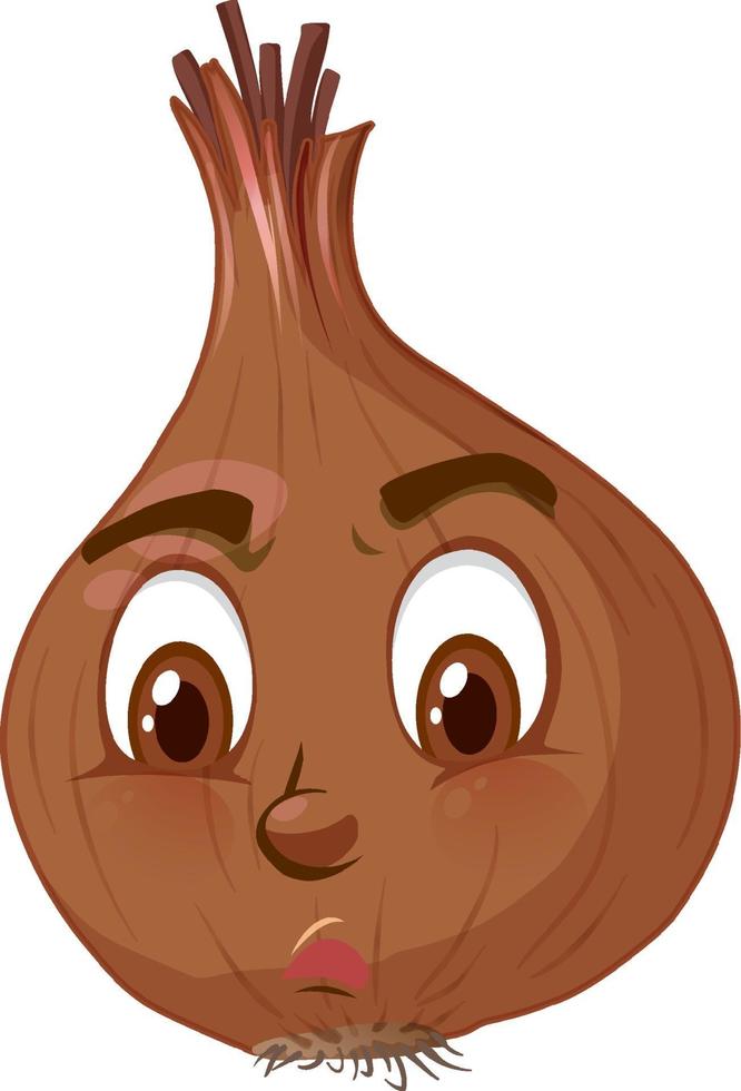 Zwiebel-Zeichentrickfigur mit Gesichtsausdruck vektor