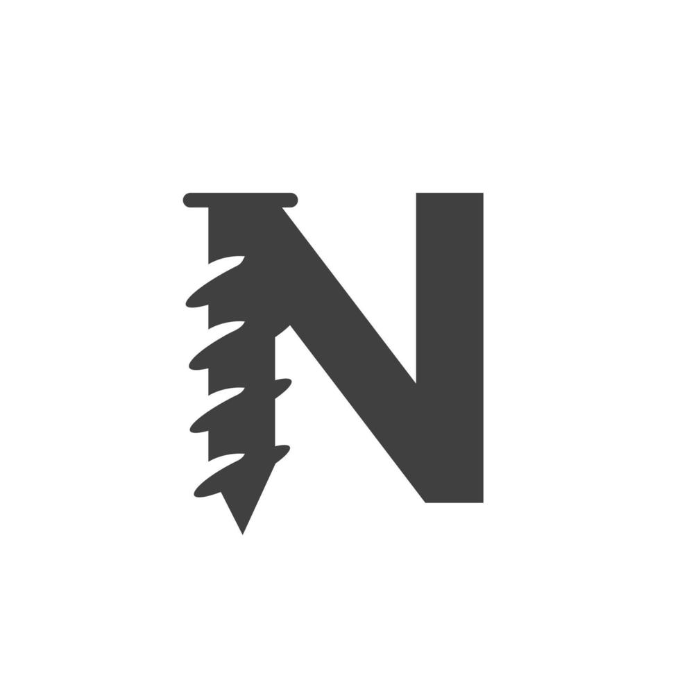 buchstabe n schraube logo vorlage für baueisenhändler symboldesign vektor
