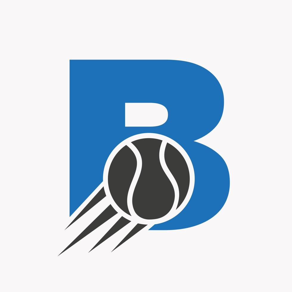 första brev b tennis logotyp begrepp med rör på sig tennis boll ikon. tennis sporter logotyp symbol vektor mall