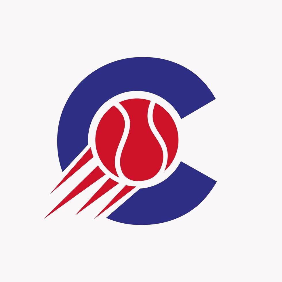 första brev c tennis logotyp begrepp med rör på sig tennis boll ikon. tennis sporter logotyp symbol vektor mall