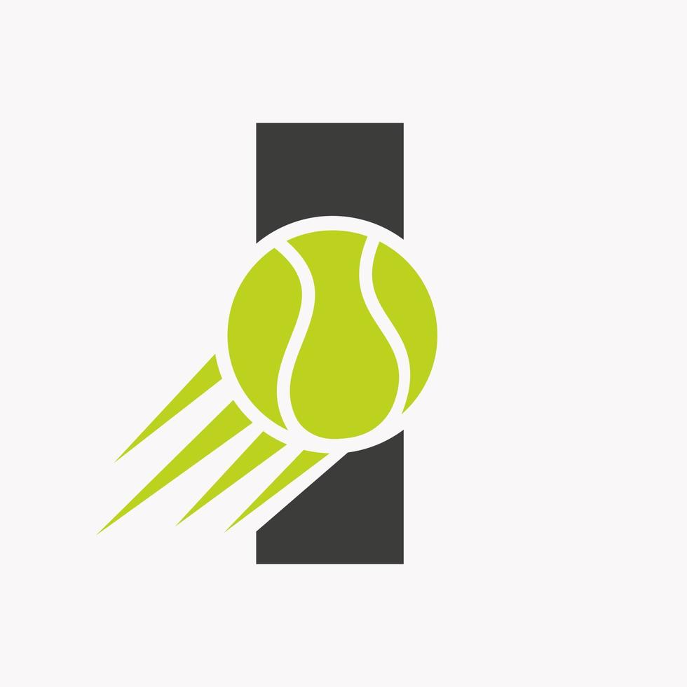 första brev jag tennis logotyp begrepp med rör på sig tennis boll ikon. tennis sporter logotyp symbol vektor mall