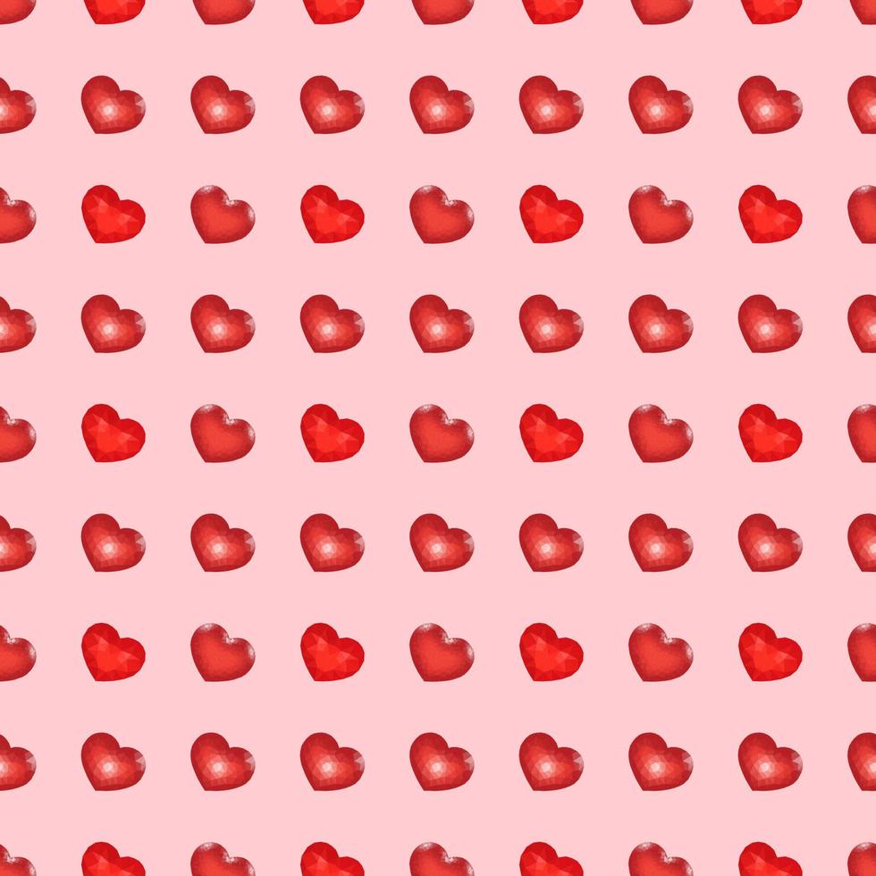 sömlös mönster med röd låg poly hjärta. symbol av kärlek. vektor illustration