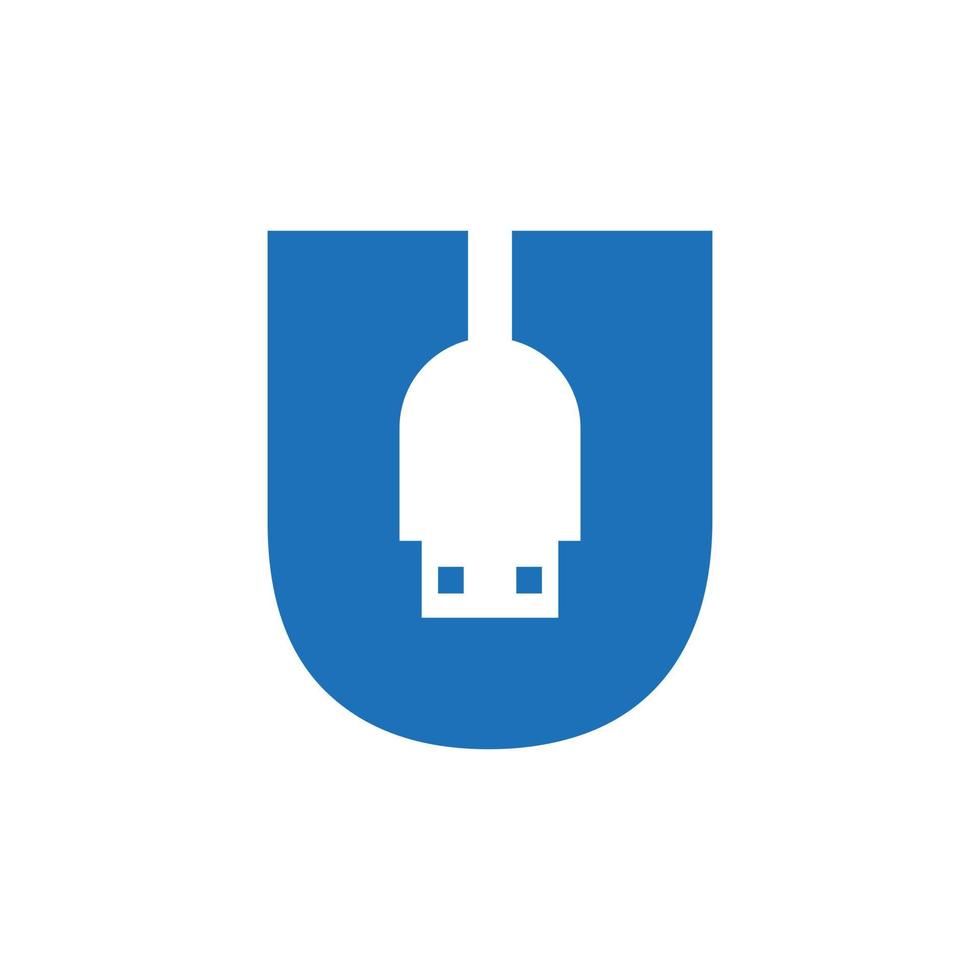 första brev u uSB symbol design. dator förbindelse uSB kabel- ikon vektor