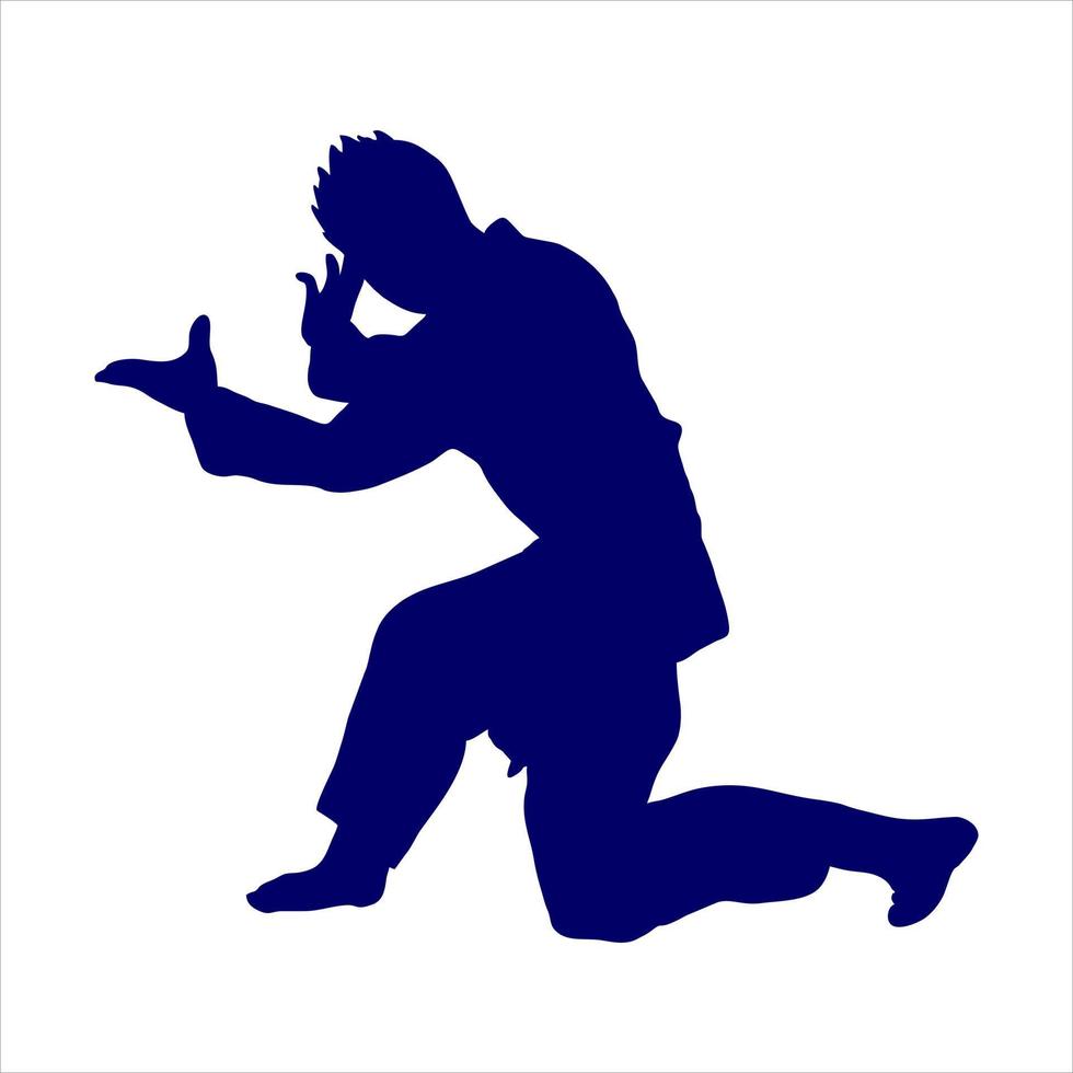 illustration des silhouettenkämpfers silat karate muaythai vektor