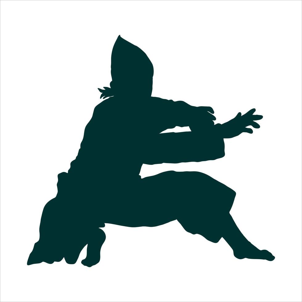 illustration av silhuett kämpe silat karate muaythai vektor