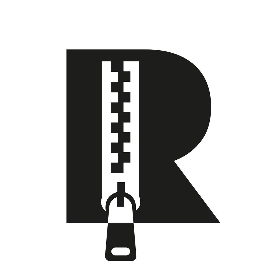 anfangsbuchstabe r reißverschluss logo für mode stoff, stickerei und textilsymbol identitätsvektorvorlage vektor