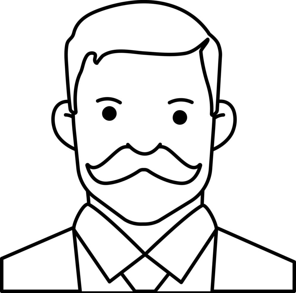 herre företag stor man pojke avatar användare person mustasch linje stil vektor