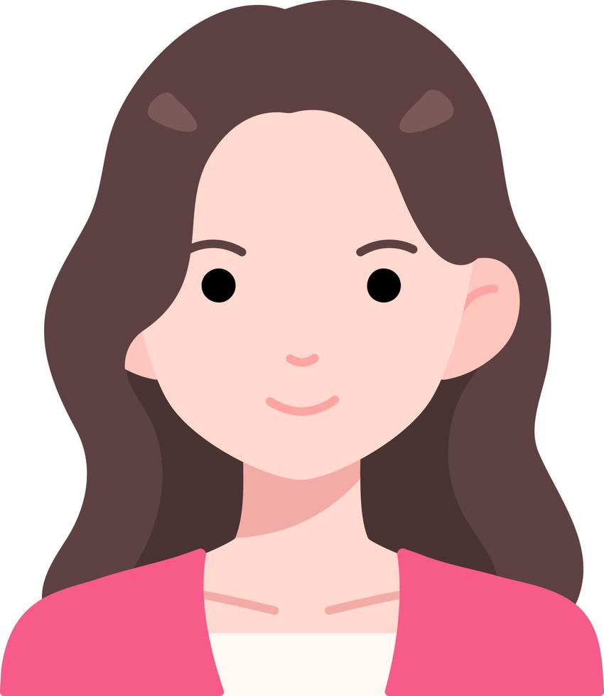 frau mädchen avatar benutzer person lange haare rosa kleidung flach style vektor