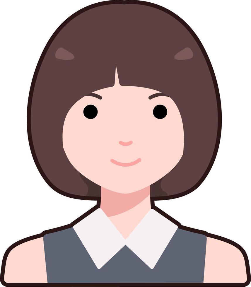 kvinna flicka avatar användare person människor guppa kort hår platt svart översikt vektor