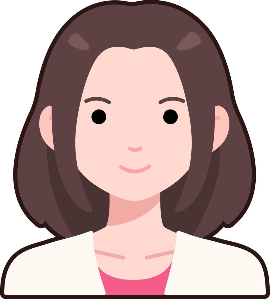 kvinna flicka avatar användare person människor kort hår platt svart översikt vektor