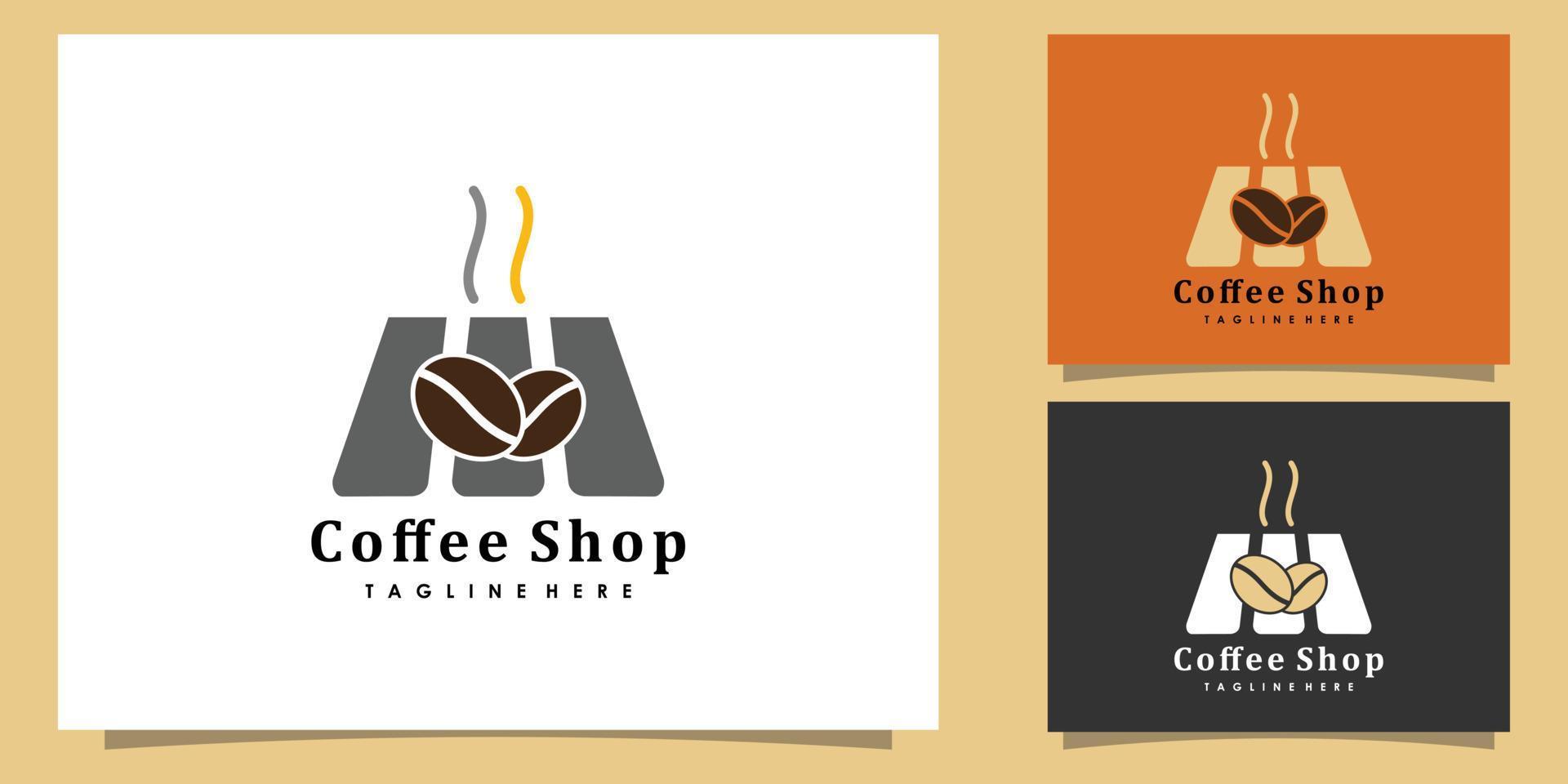 kaffe affär logotyp design med vektor kreativ begrepp