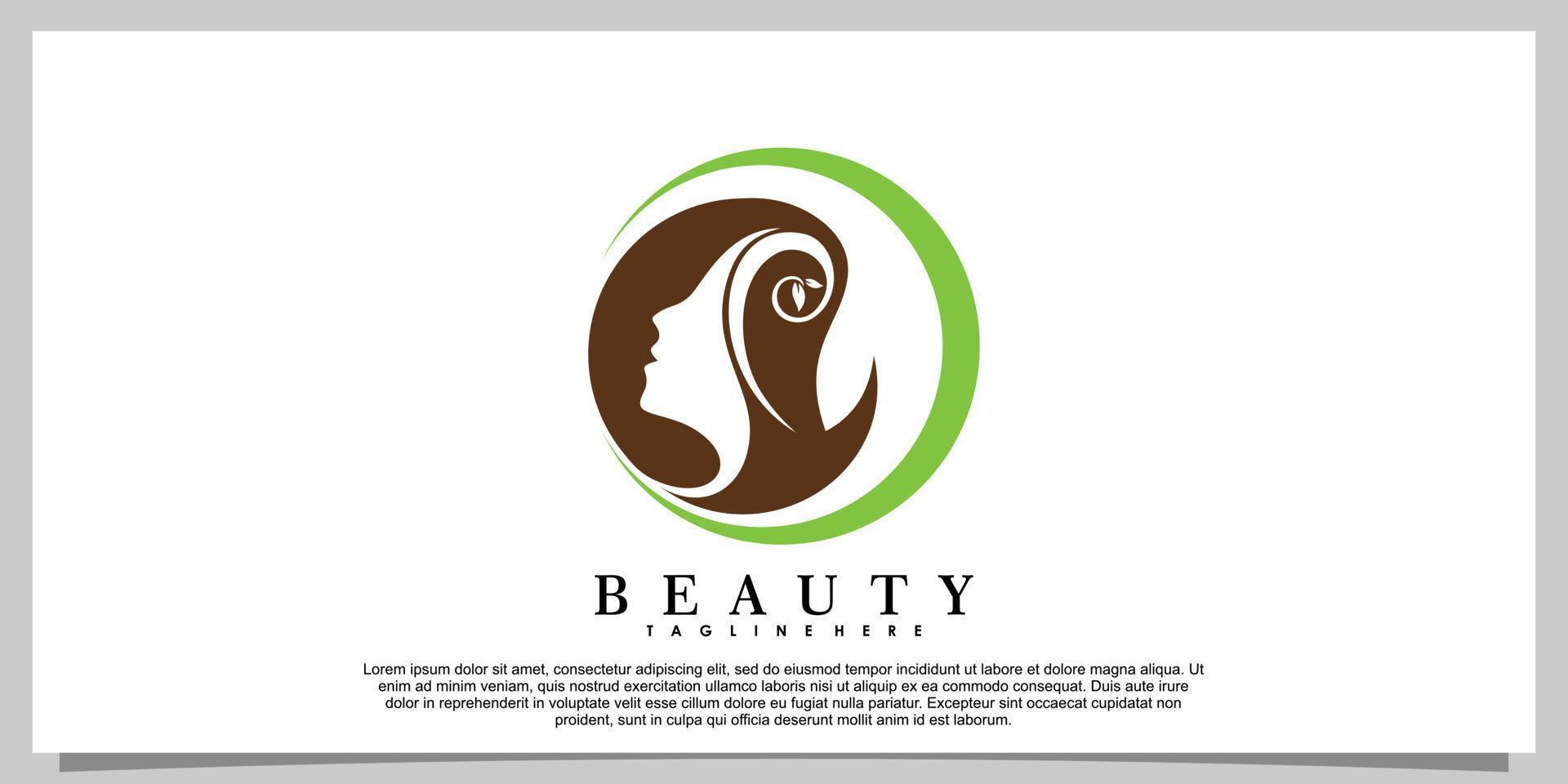 Beauty-Logo-Design mit Kopffrauen und kreativem Blattkonzept vektor