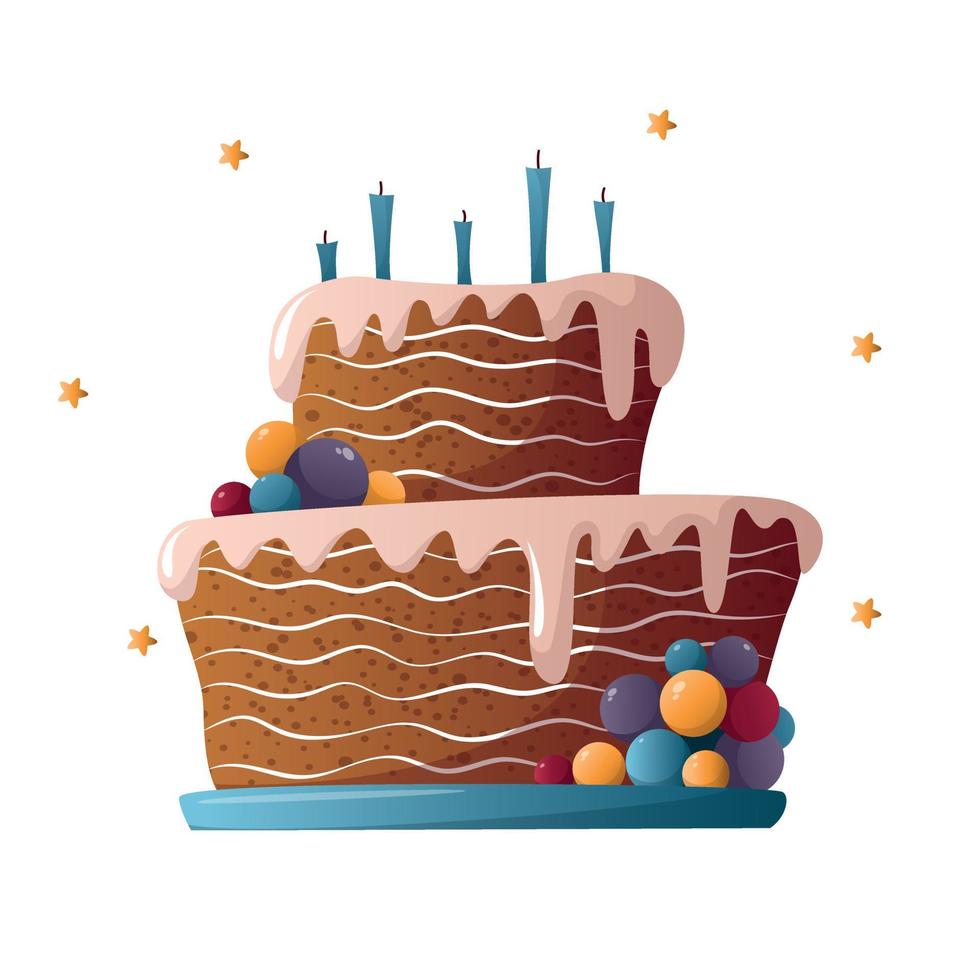 födelsedag kaka med ljus, Semester kaka med ljus, födelsedag kaka, skiva av Semester kaka vektor