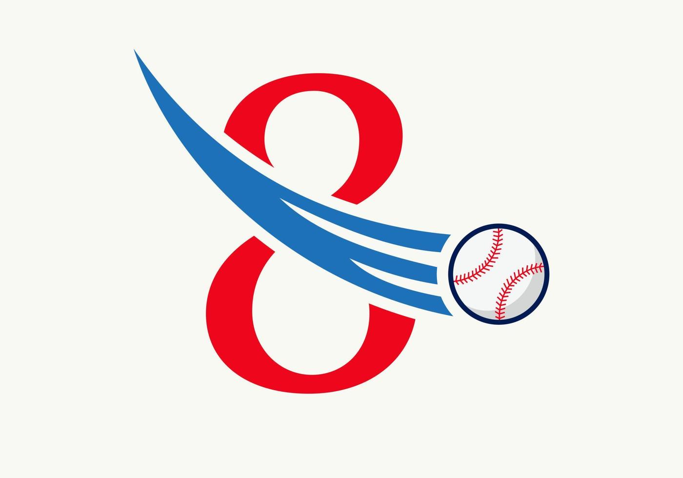 brev 8 baseboll logotyp begrepp med rör på sig baseboll ikon vektor mall