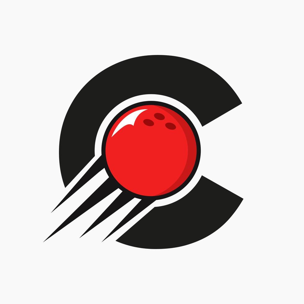 första brev c bowling logotyp begrepp med rör på sig bowling boll ikon. bowling sporter logotyp symbol vektor mall