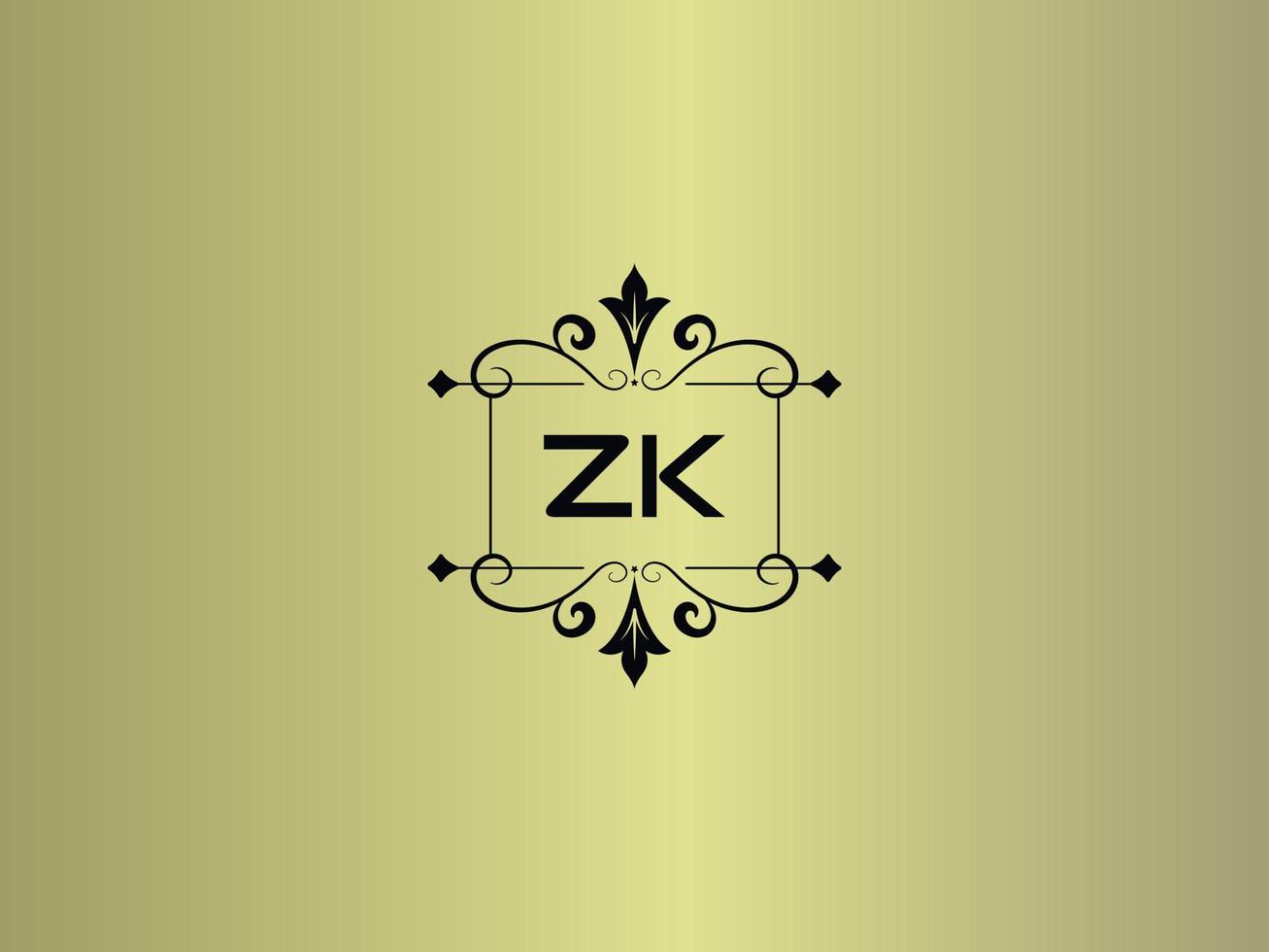 kreatives zk-logobild, erstklassiges zk-luxusbriefdesign vektor