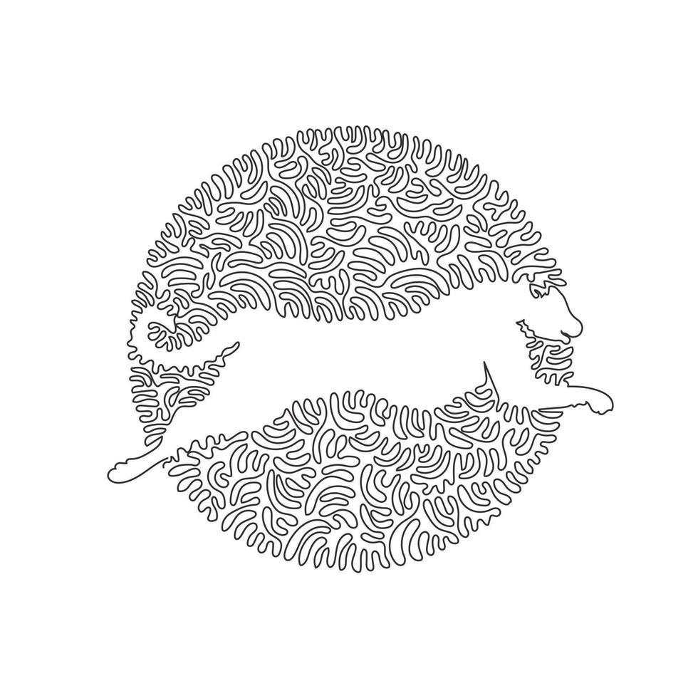 enda ett lockigt linje teckning av skrämmande gepard abstrakt konst. kontinuerlig linje dra grafisk design vektor illustration av predatory gepard för ikon, symbol, företag logotyp, boho affisch