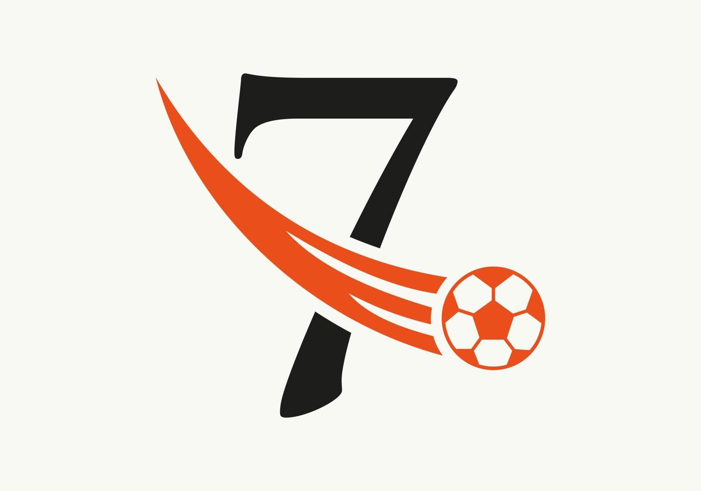 Buchstabe 7 Fußball-Fußball-Logo. Fußballverein-Symbol Konzept der Fußballmannschaftsikone vektor