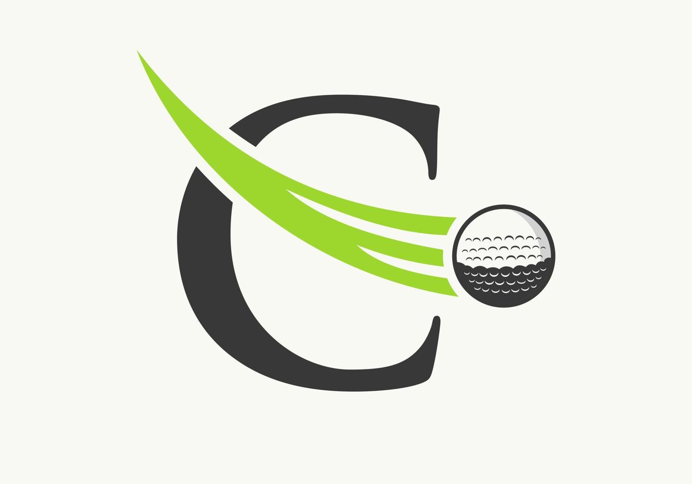 brev c golf logotyp design mall. hockey sport akademi tecken, klubb symbol vektor