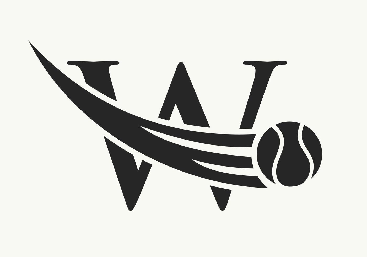 brev w tennis logotyp begrepp med rör på sig tennis boll ikon. tennis sporter logotyp symbol vektor mall