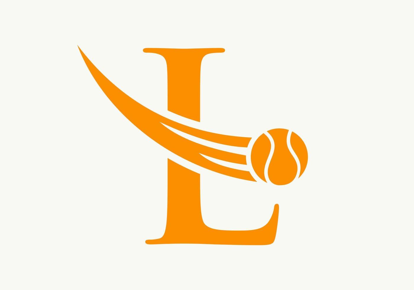 Buchstabe l Tennis-Logo-Konzept mit beweglichem Tennisball-Symbol. Tennis-Sport-Logo-Symbol-Vektor-Vorlage vektor