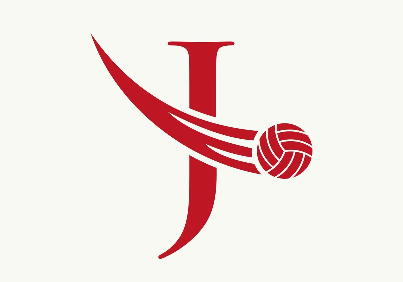 Buchstabe j Volleyball-Logo-Design-Zeichen. Volleyball-Sport-Logo-Symbol-Vektor-Vorlage vektor