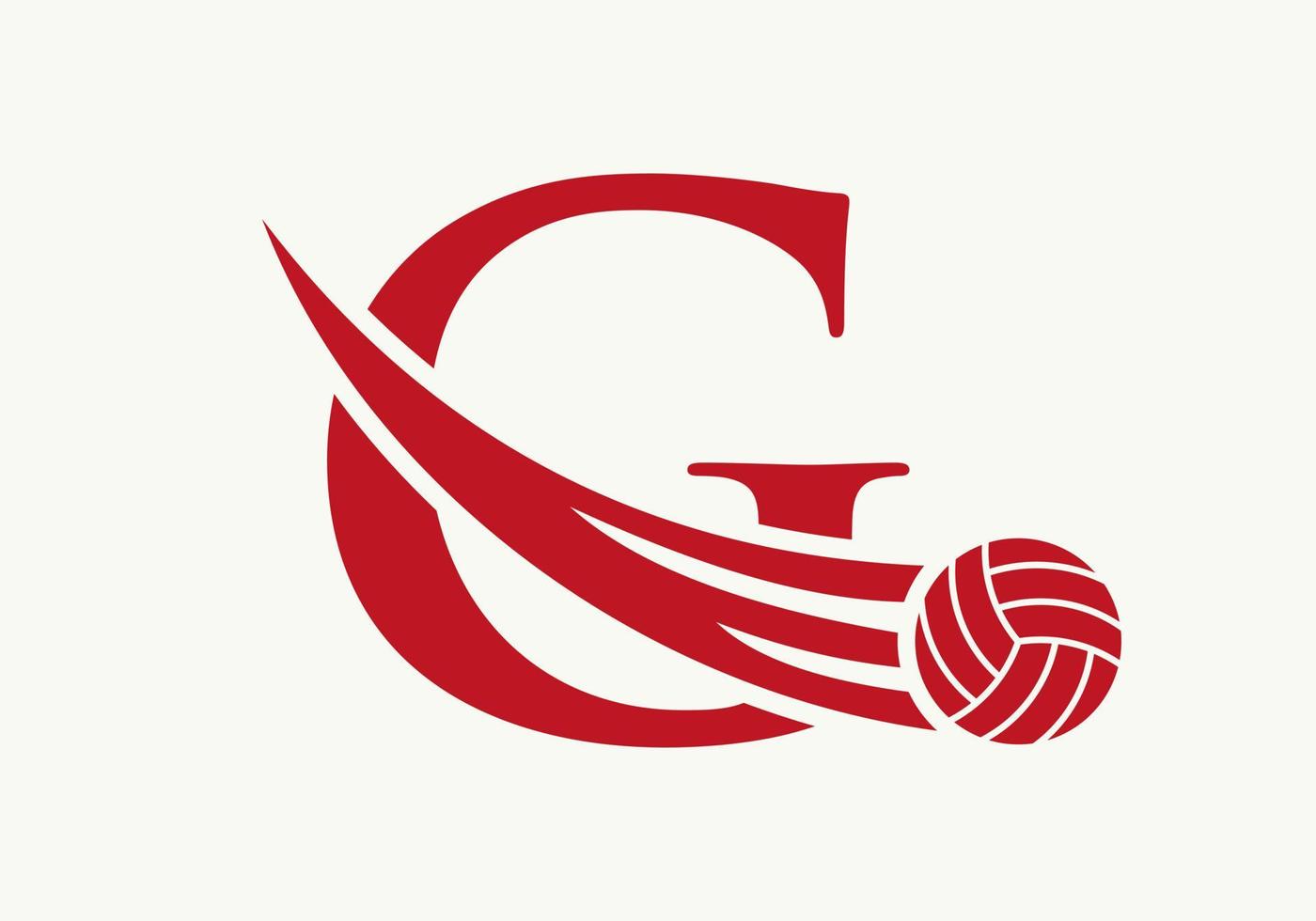 brev g volleyboll logotyp design tecken. volleyboll sporter logotyp symbol vektor mall