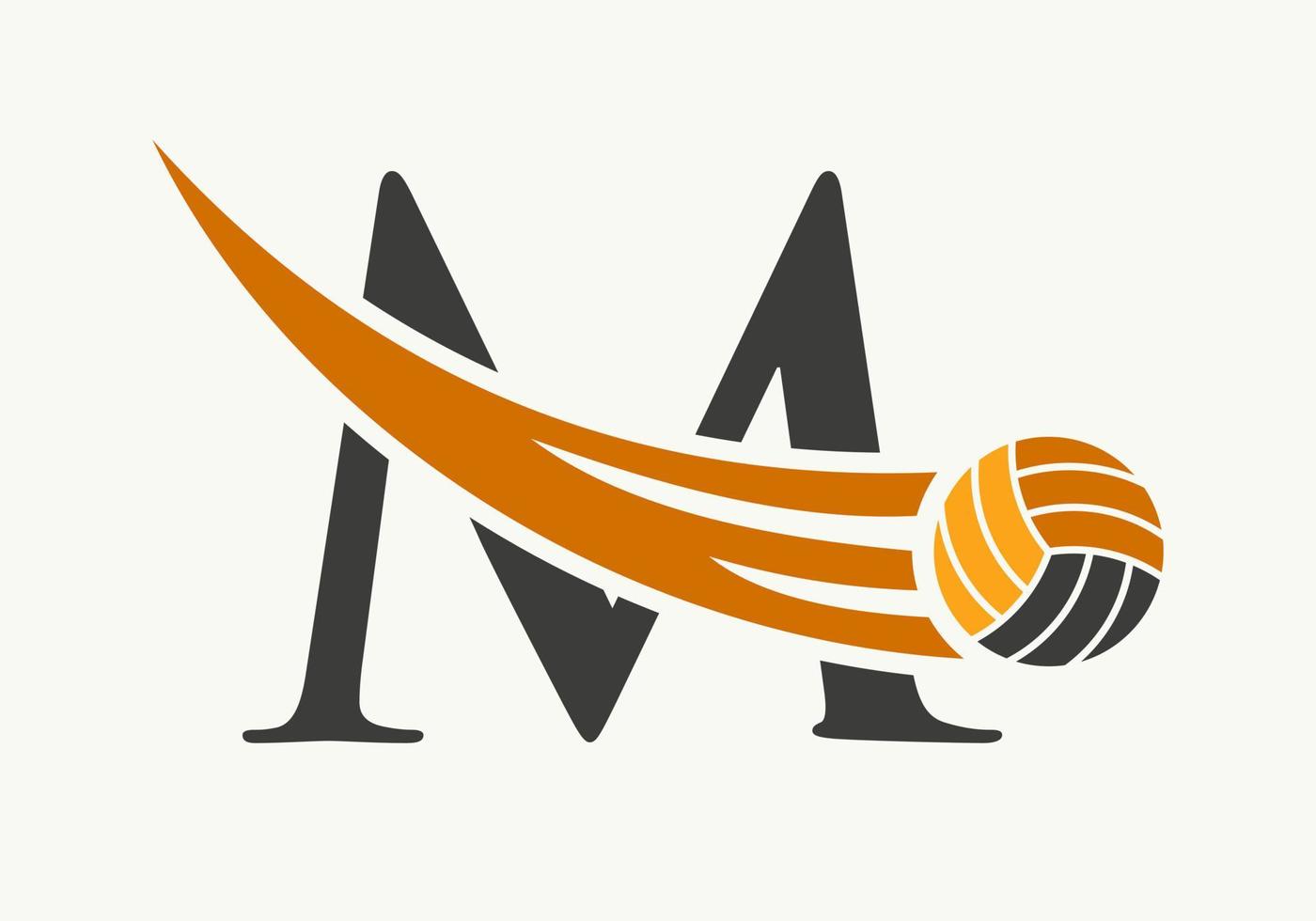 Buchstabe m Volleyball-Logo-Design-Zeichen. Volleyball-Sport-Logo-Symbol-Vektor-Vorlage vektor