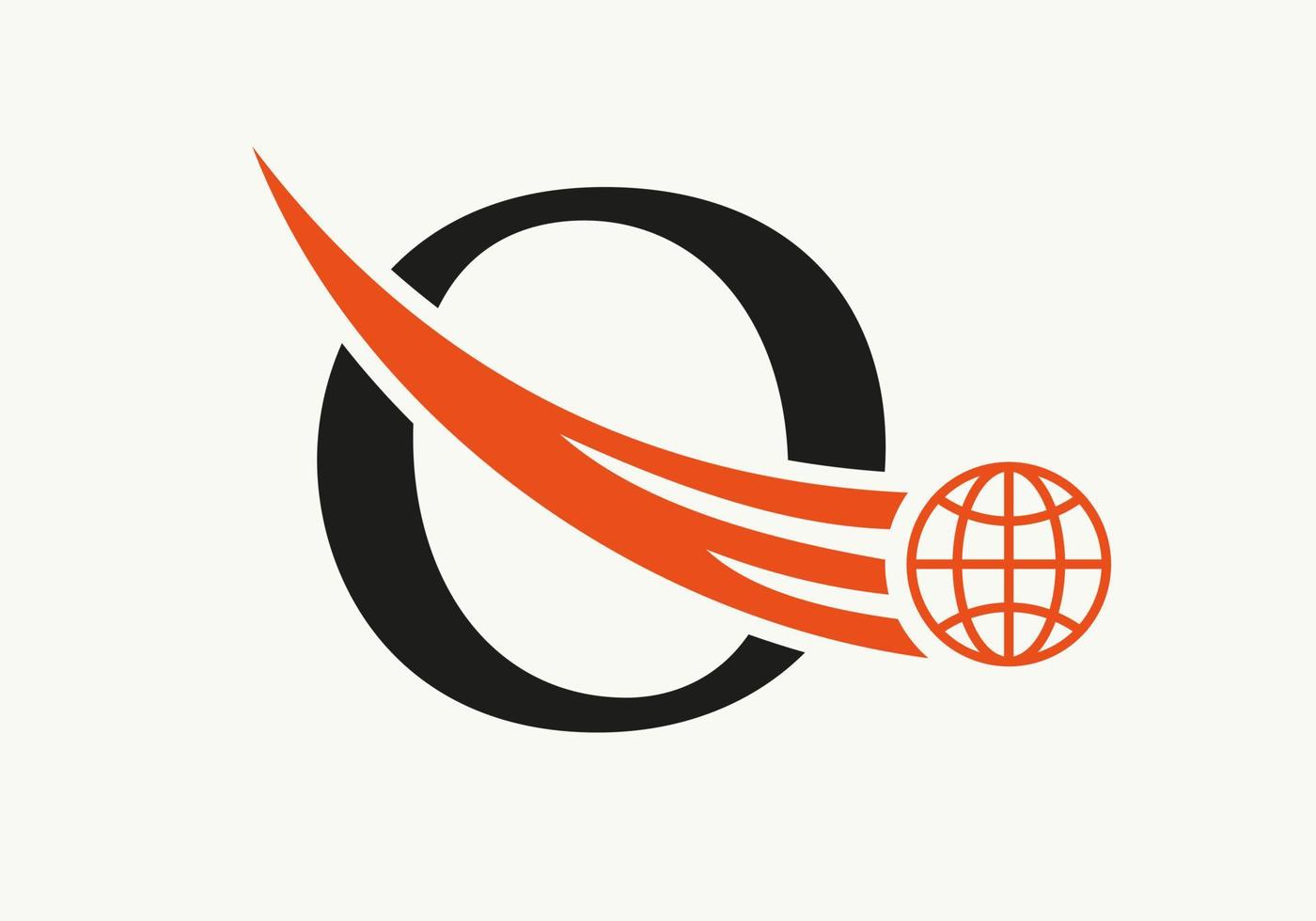 brev o värld logotyp begrepp med rör på sig global ikon vektor mall