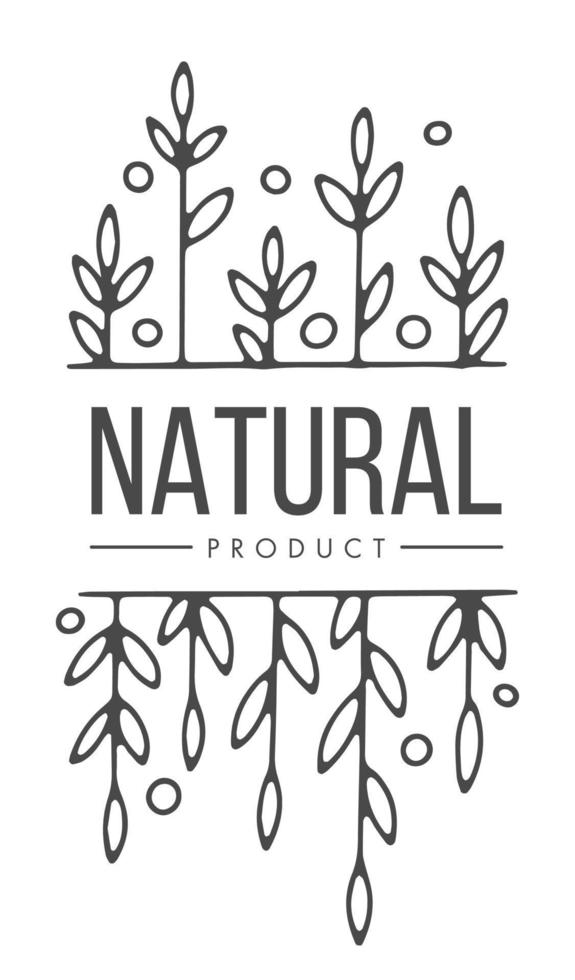 naturlig produkt, märka eller emblem med blommor vektor