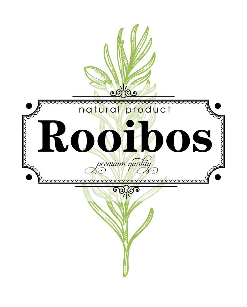 Rooibos Premium-Qualitätsprodukt Retro-Label-Vektor vektor