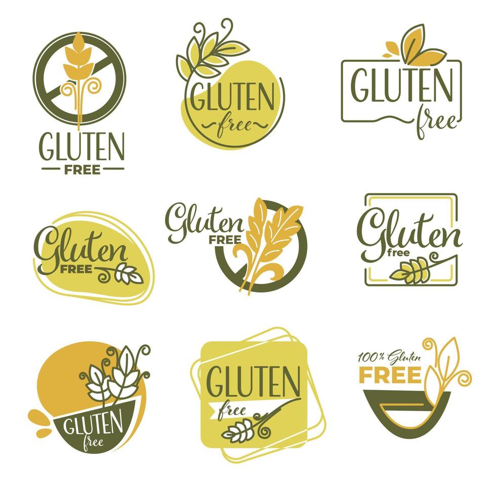 Etiketten oder Embleme für glutenfreie Produkte, Diät vektor