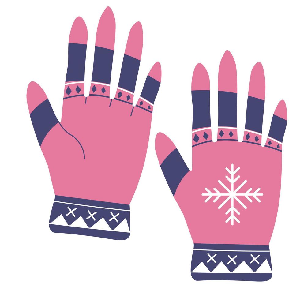 Handschuhe mit Schneeflockendruck, Winterkleidungsvektor vektor