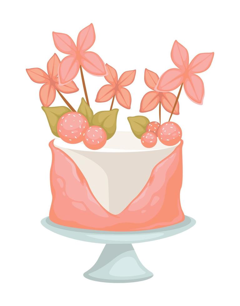 kuchen mit weißer schokolade und rosa sahnevektor vektor