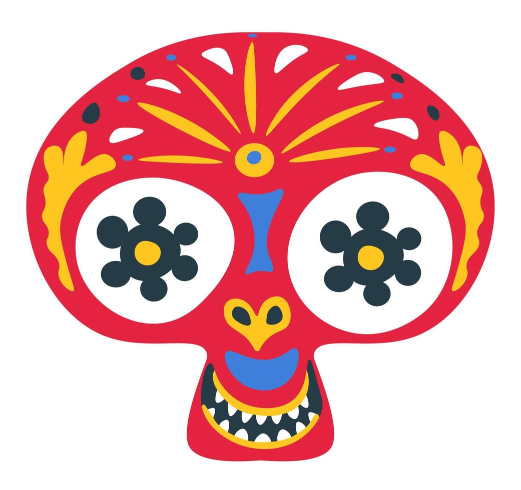 skalle med ornament och dekor, mexikansk dag av de död- vektor