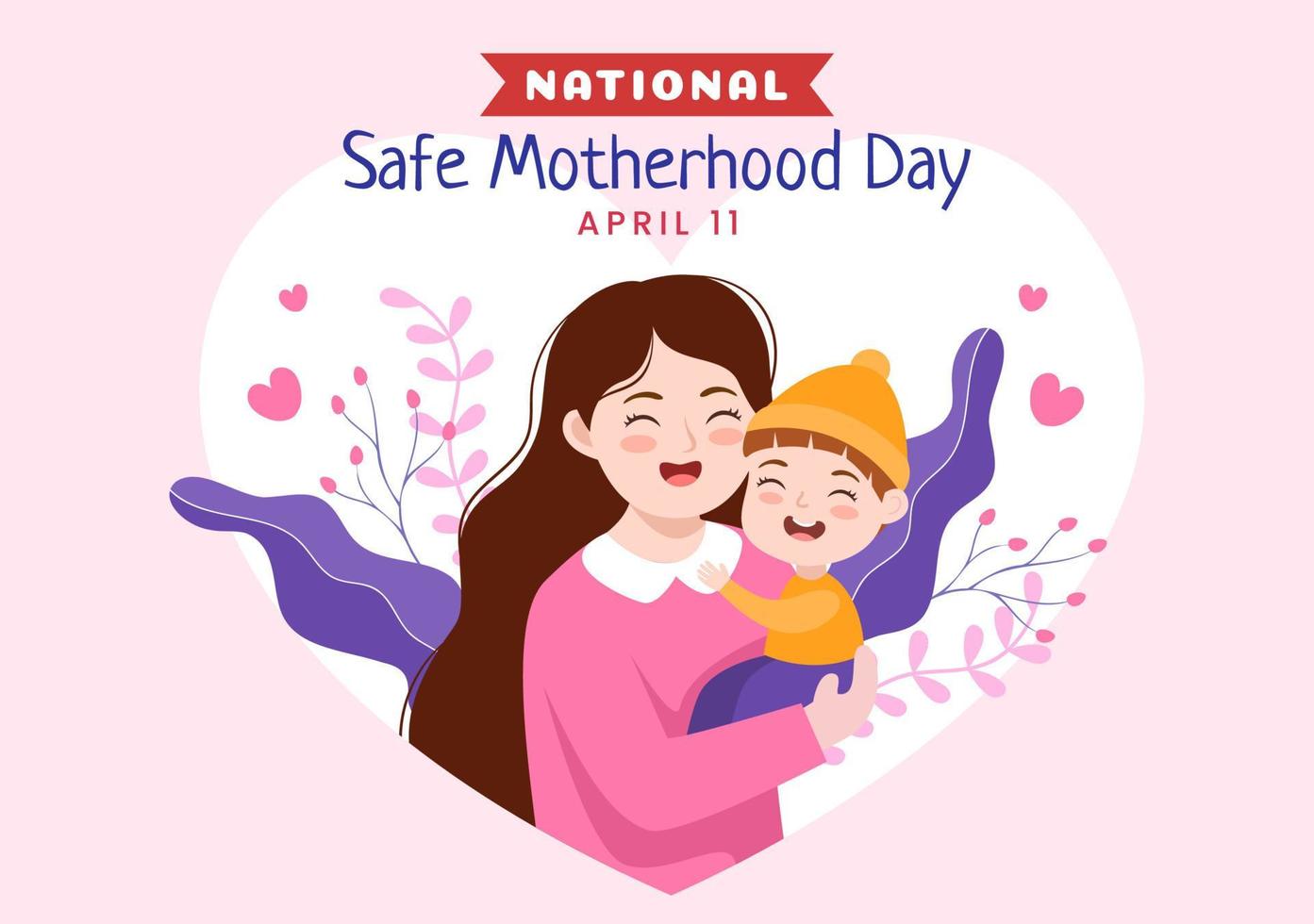 nationell säker moderskap dag på april 1 illustration med gravid mor och barn för webb baner eller landning sida i platt tecknad serie hand dragen mallar vektor
