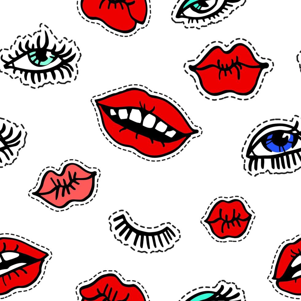 weibliche Schönheit und Trends in Kosmetik, Augen und Lippen vektor