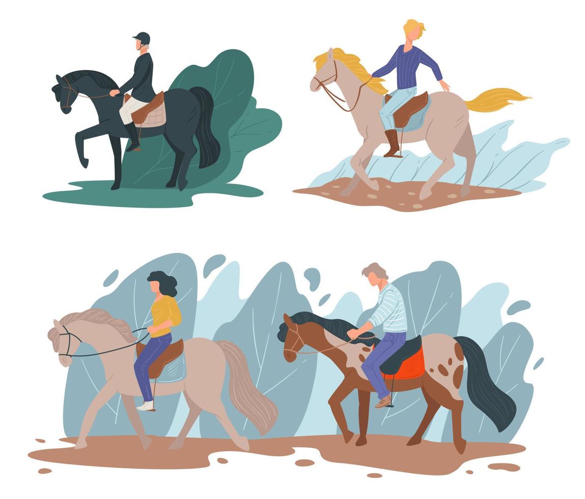 häst ridning sporter, häst- hobby av människor vektor