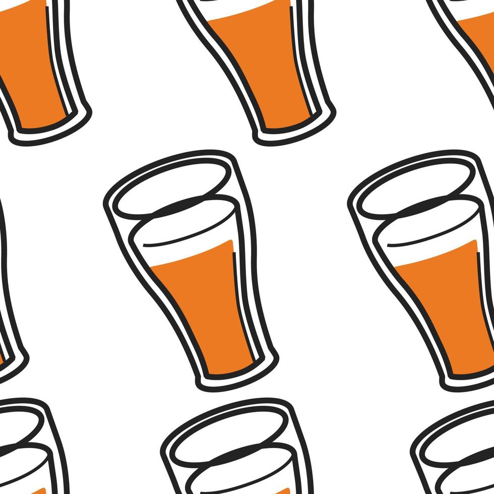 öl eller ale skott dryck i glas sömlös mönster vektor